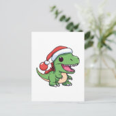 Kawaii T-Rex dinosaurus met kerstmuts Briefkaart (Staand voorkant)