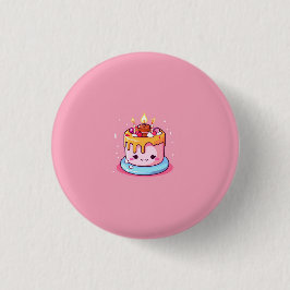 Kawaii taart badge/button/pin roze ronde button 3,2 cm