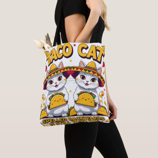 Kawaii Taco Cat Palindrome Fiesta Art Tote Bag (Dichtbij)