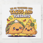 Kawaii Taco & Nacho | We gaan samen als taco's Sparkling Wijnetiket (Enkel label)