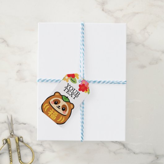 Kawaii Tanuki Cadeaulabel (Met Touw)