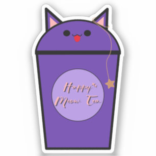 Kawaii Taro Meow Thee Vinyl Sticker