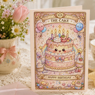 Kawaii Tarot Verjaardag “De Cake” Pastelkleurig cu Kaart