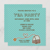 Kawaii Tea Bag Tea Party Kaart (Voorkant / Achterkant)