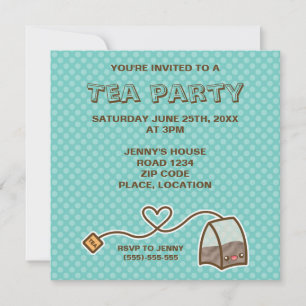 Kawaii Tea Bag Tea Party Kaart