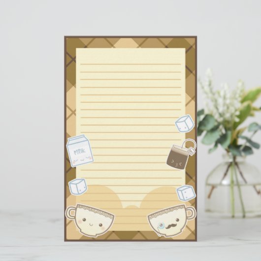 Kawaii Tea Time Briefpapier (Staand voorkant)