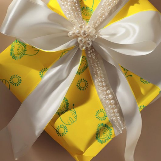 Kawaii Teal Lions & Sunshine – Cute Pattern Cadeaupapier