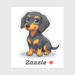 Kawaii Teckel Puppy - Hart Ogen Sticker