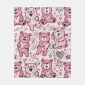 Kawaii Teddibeer Roze Patroon Fleece Deken (Voorkant)