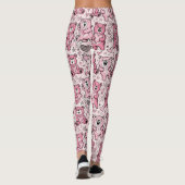 Kawaii Teddibeer Roze Patroon Leggings (Achterkant)