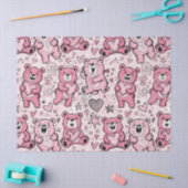 Kawaii Teddibeer Roze Patroon Tissuepapier (Craft)