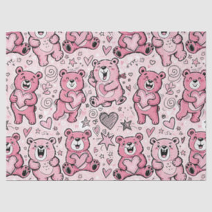 Kawaii Teddibeer Roze Patroon Tissuepapier