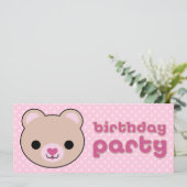 Kawaii Teddy Bear Cute Birthday Party Kaart (Staand voorkant)