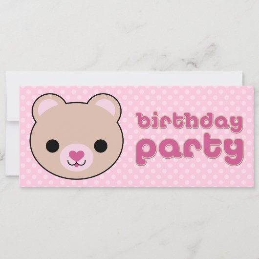 Kawaii Teddy Bear Cute Birthday Party Kaart (Voorkant)