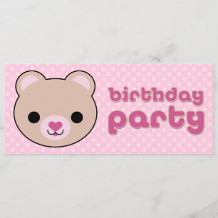 Kawaii Teddy Bear Cute Birthday Party Kaart