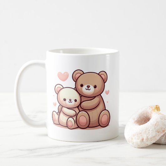 Kawaii Teddy Bear Knuffel Kunst Koffiemok (Met donut)
