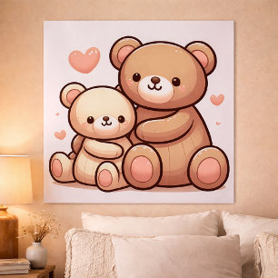 Kawaii Teddy Bear Knuffel Poster
