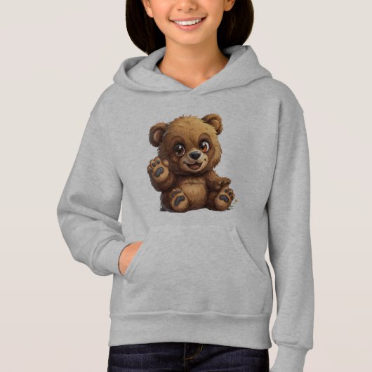 Kawaii teddybeer hoodie voor kinderen (Voorkant)