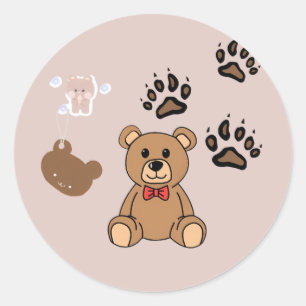 Kawaii Teddybeer Illustratie Ronde Sticker