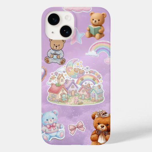 Kawaii Teddybeer Pastel Paars Aesthetic Case-Mate iPhone Case (Achterkant)