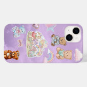 Kawaii Teddybeer Pastel Paars Esthetisch Case-Mate iPhone Case (Achterkant (horizontaal))
