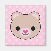 Kawaii Teddybeer Roze Polka stippen Magneet (Voorkant)