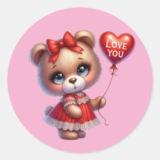 Kawaii Teddybeer Sticker – Cute Zoete Design (Voorkant)
