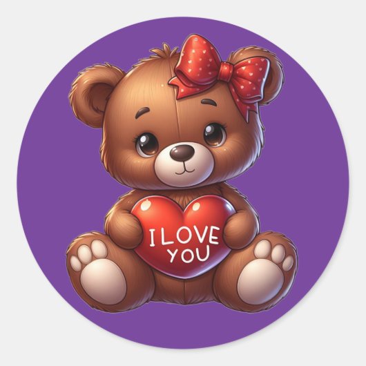 Kawaii Teddybeer Sticker – Cute Zoete Design (Voorkant)