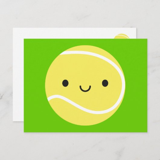 Kawaii Tennisbal Briefkaart (Voorkant / Achterkant)