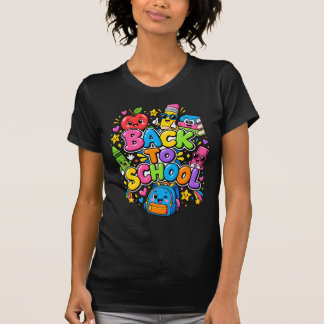 Kawaii terug naar school cartoon plezier t-shirt