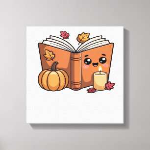 kawaii thanksgiving boek Klassiek T-shirt Canvas Afdruk