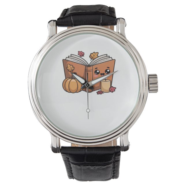 kawaii Thanksgiving boek Oversized T-Shirt Horloge (Voorkant)