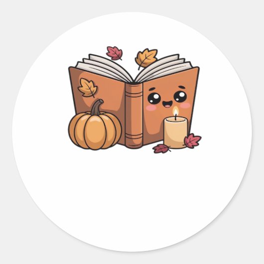 kawaii Thanksgiving boek Oversized T-Shirt Ronde Sticker (Voorkant)