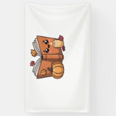 kawaii Thanksgiving boek Oversized T-Shirt Spandoek (Verticaal)