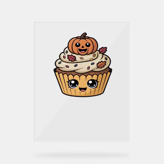 kawaii Thanksgiving cupcake Classic T-Shirt Acryl Bord (Voorkant)