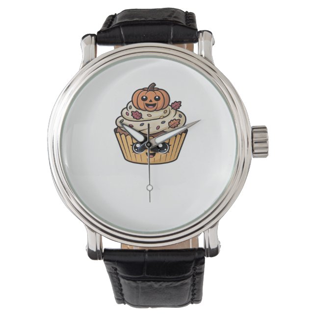 kawaii Thanksgiving cupcake Classic T-Shirt Horloge (Voorkant)