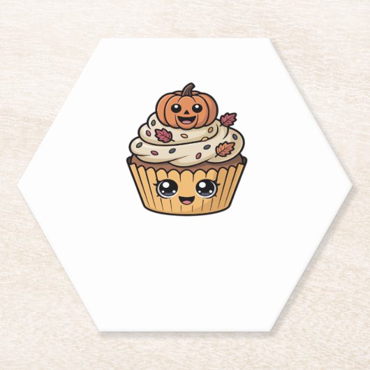 kawaii Thanksgiving cupcake Classic T-Shirt Kartonnen Onderzetters (Voorkant)