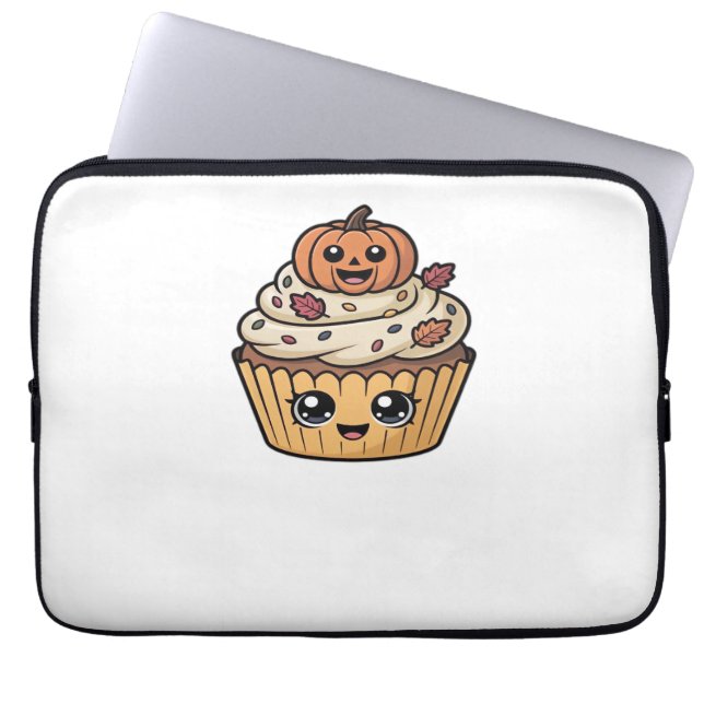 kawaii Thanksgiving cupcake Classic T-Shirt Laptop Sleeve (Voorkant)