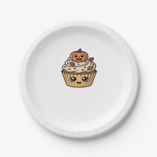 kawaii Thanksgiving cupcake Classic T-Shirt Papieren Bordje (Voorkant)