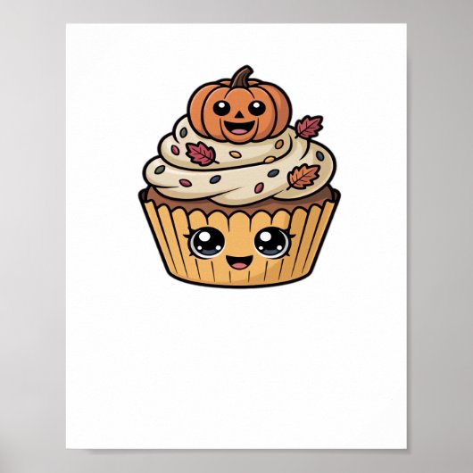 kawaii Thanksgiving cupcake Classic T-Shirt Poster (Voorkant)