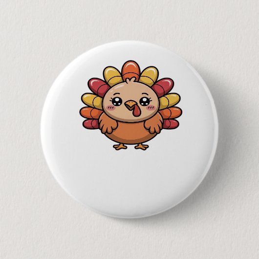 kawaii Thanksgiving kalkoen Classic T-Shirt_1 Ronde Button 5,7 Cm (Voorkant)