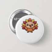 kawaii Thanksgiving kalkoen Classic T-Shirt_1 Ronde Button 5,7 Cm (Voorkant /achterkant)