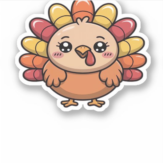 kawaii Thanksgiving kalkoen Classic T-Shirt_1 Sticker (Voorkant)