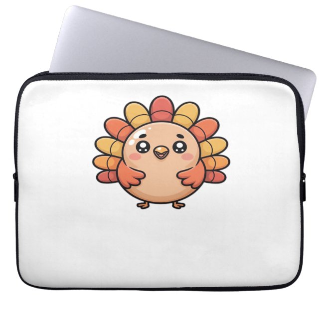 kawaii Thanksgiving kalkoen Classic T-Shirt Laptop Sleeve (Voorkant)