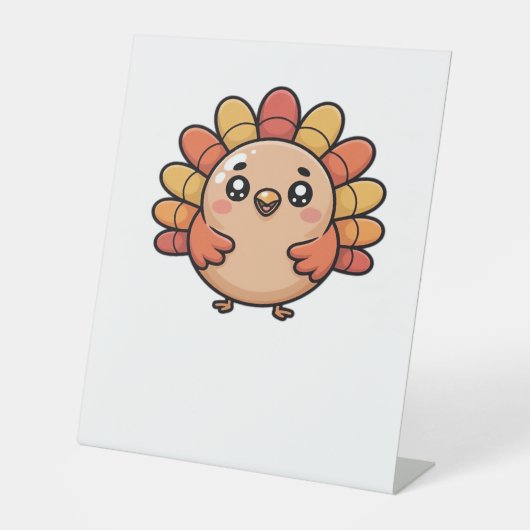 kawaii Thanksgiving kalkoen Classic T-Shirt Reclamebord Met Voetstuk (Voorkant)