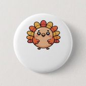 kawaii Thanksgiving kalkoen Classic T-Shirt Ronde Button 5,7 Cm (Voorkant)