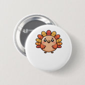 kawaii Thanksgiving kalkoen Classic T-Shirt Ronde Button 5,7 Cm (Voorkant /achterkant)