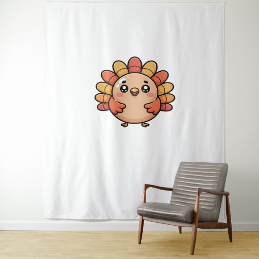 kawaii Thanksgiving kalkoen Classic T-Shirt Wandkleed (In situ)