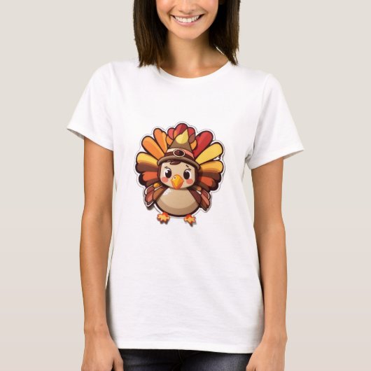 Kawaii Thanksgiving kalkoen T-shirt (Voorkant)