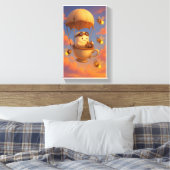 Kawaii-thee Kopje Ballon Muur Kunst met Bijen Canvas Afdruk (Insitu (Slaapkamer))